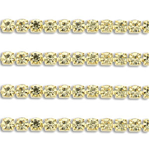 Strass Ketten aus Stainless Steel - Rostfreiem Stahl 2mm Gold-champagne