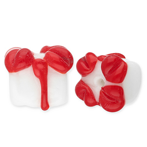 Glasperlen Geschenk White-red