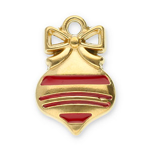 Stainless Steel - Rostfrei Stahl Anh&auml;nger Kristbaumkugel Gold-red