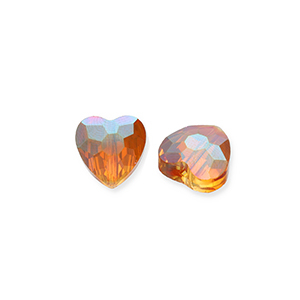 Fashion Facett Perlen Herz Flame orange-AB coating