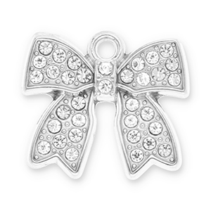 Stainless Steel - Rostfrei Stahl Anh&auml;nger Schleife mit Strass Silver-transparent