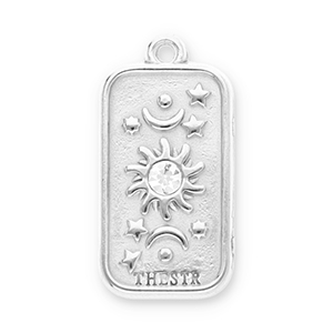 Stainless Steel - Rostfrei Stahl Anh&auml;nger Sonne, Mond und Sterne mit Strass Silver-transparent