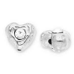Stainless Steel - Rostfrei Stahl Perlen Herz mit Strass Silver-transparent