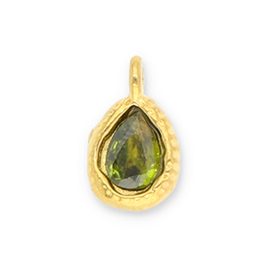 Stainless Steel - Rostfrei Stahl Anh&auml;nger Tropfenform mit Facet Gold-olive green