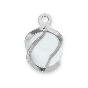 Stainless Steel - Rostfrei Stahl Anh&auml;nger Rund Cat's Eye Silver-milky white