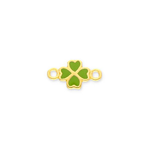 Metall Anh&auml;nger DQ Zwischenst&uuml;ck Gl&uuml;cksklee Gold-green (Nickelfrei)