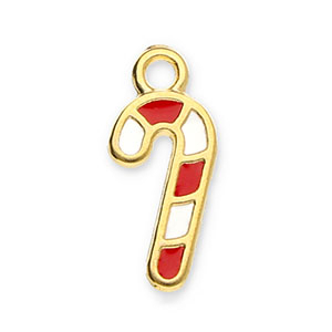 Metall Anh&auml;nger DQ Zuckerstange Gold-white-red (Nickelfrei)