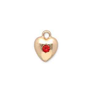 Metall Anh&auml;nger Herz mit Strass Gold-red