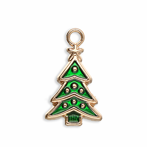 Metall Anh&auml;nger Weihnachtsbaum Gold-green