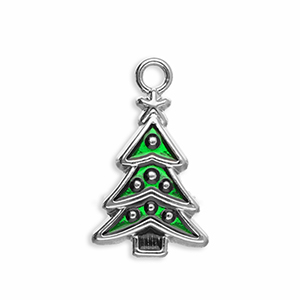 Metall Anh&auml;nger Weihnachtsbaum Silver-green