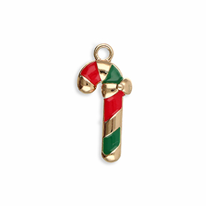 Metall Anh&auml;nger Zuckerstange Gold-red-green