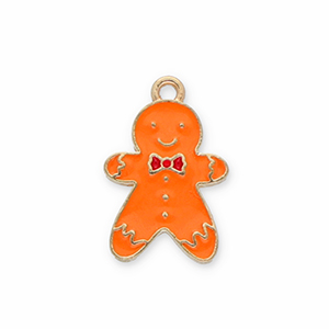 Metall Anh&auml;nger Lebkuchenmann Gold-orange-red