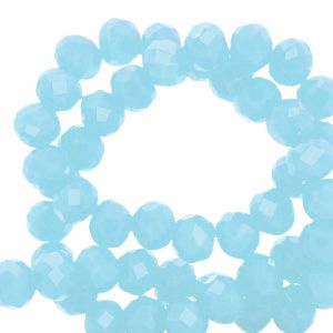 Top Glas Facett Perlen 4x3 mm rondellen Light aqua blue-amber coating