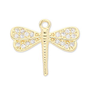 Brass TQ Metall Anh&auml;nger Libelle Gold-transparent