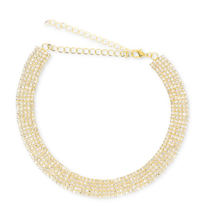 Brass TQ Metall Choker mit Strass Gold-crystal