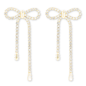 Eco-brass&reg; (nachaltiges Messing) Ohrringe / Ohrstecker mit Strass Schleife Gold-crystal
