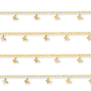 Stainless Steel - Rostfrei Stahl Schmuckzubeh&ouml;r Gliederkette mit Schmetterling Gold