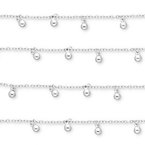 Stainless Steel - Rostfrei Stahl Schmuckzubeh&ouml;r Gliederkette mit Kugeln Silver