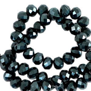 Top Glas Facett Perlen 8x6mm rondellen Forest green-pearl shine coating