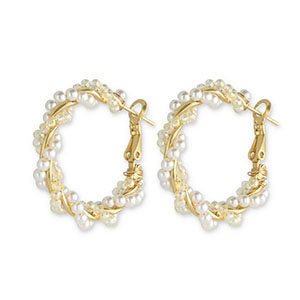 Trendy Ohrringe Perlen Twisted White-gold