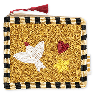 BY31&reg; Etui Vogel mit Herz & Stern Mustard brown-light gold-black-multicolour