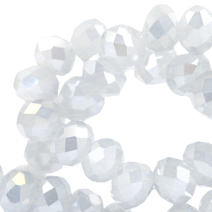 Top Glas Facett Perlen 4x3mm rondellen Light grey-pearl diamond coating