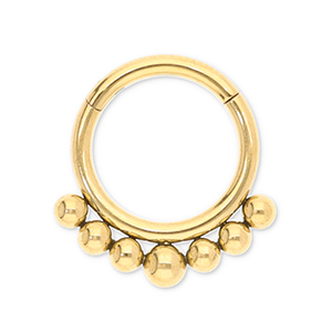 Ohrpiercing aus Stainless Steel - Rostfreiem Stahl Clicker Ring mit Kugeln Gold