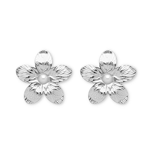 Ohrringe aus Stainless Steel - Rostfreiem Stahl Ohrstecker Blume Silver