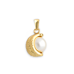 Stainless Steel - Rostfrei Stahl Anh&auml;nger mit Imitation perle Gold-white