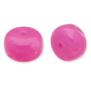 Acrylperlen Disc Dark pink-white
