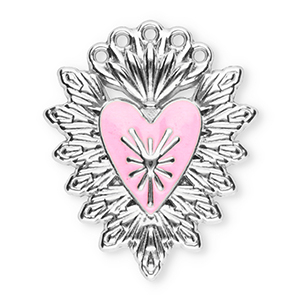 Stainless Steel - Rostfrei Stahl Anh&auml;nger Heilige Herz Silver-light pink