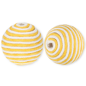 22 mm Acrylperlen mit Wachskordel Ochre yellow-white