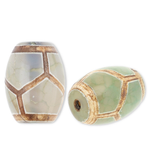 Naturstein Perlen Chalcedon Tube Green-beige-brown