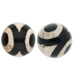Naturstein Perlen Chalcedon 16&nbsp;mm Black-sand beige