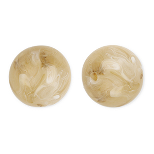 16 mm Acrylperlen Rund Beige brown-marble