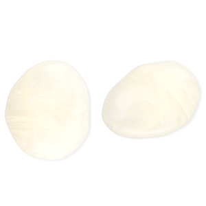 Acrylperlen Eierf&ouml;rmig Off white-marble