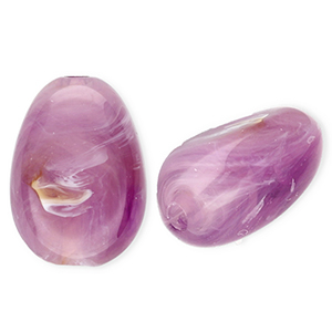 Acrylperlen Oval Purple-brown-marble
