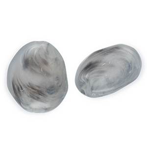 Acrylperlen Eierf&ouml;rmig Grey-marble