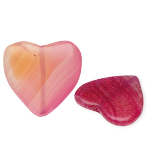 Naturstein Perlen Quartz Herz Crackle Transparent fuchsia pink