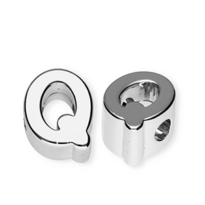 Buchstaben Perlen aus Acryl Q Silver