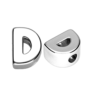 Buchstaben Perlen aus Acryl D Silver