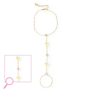 Handketten aus Stainless Steel - Rostfreiem Stahl Herz Gold-crystal