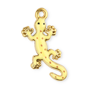 Stainless Steel - Rostfrei Stahl Anh&auml;nger Salamander Gold-yellow-brown