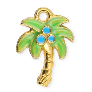 Stainless Steel - Rostfrei Stahl Anh&auml;nger Palme Gold-green-blue