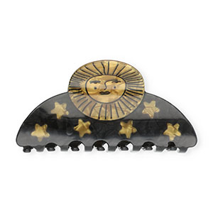 Haarschmuck Haarklemme Sonne mit Sterne Pearl shine black-pearl shine gold