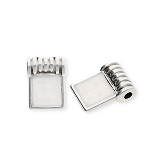 Metall Anh&auml;nger DQ&reg; Viereck Antiek zilver-pearl white (nikkelvrij)