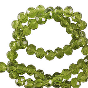 Top Glas Facett Perlen 3x2mm rondellen Malachy green-pearl shine coating