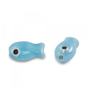 Keramik Perlen Fisch Sky blue