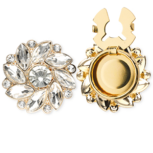 Brass TQ Metall Knopfabdeckung Blume Gold-crystal