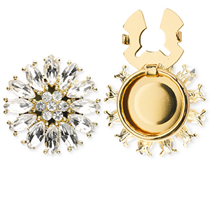 Brass TQ Metall Knopfabdeckung Blume Gold-crystal
